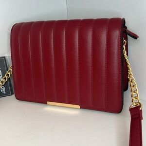 NWT NEW La Terre Oxblood Red Faux Leather Crossbody Bag Gold Hardware